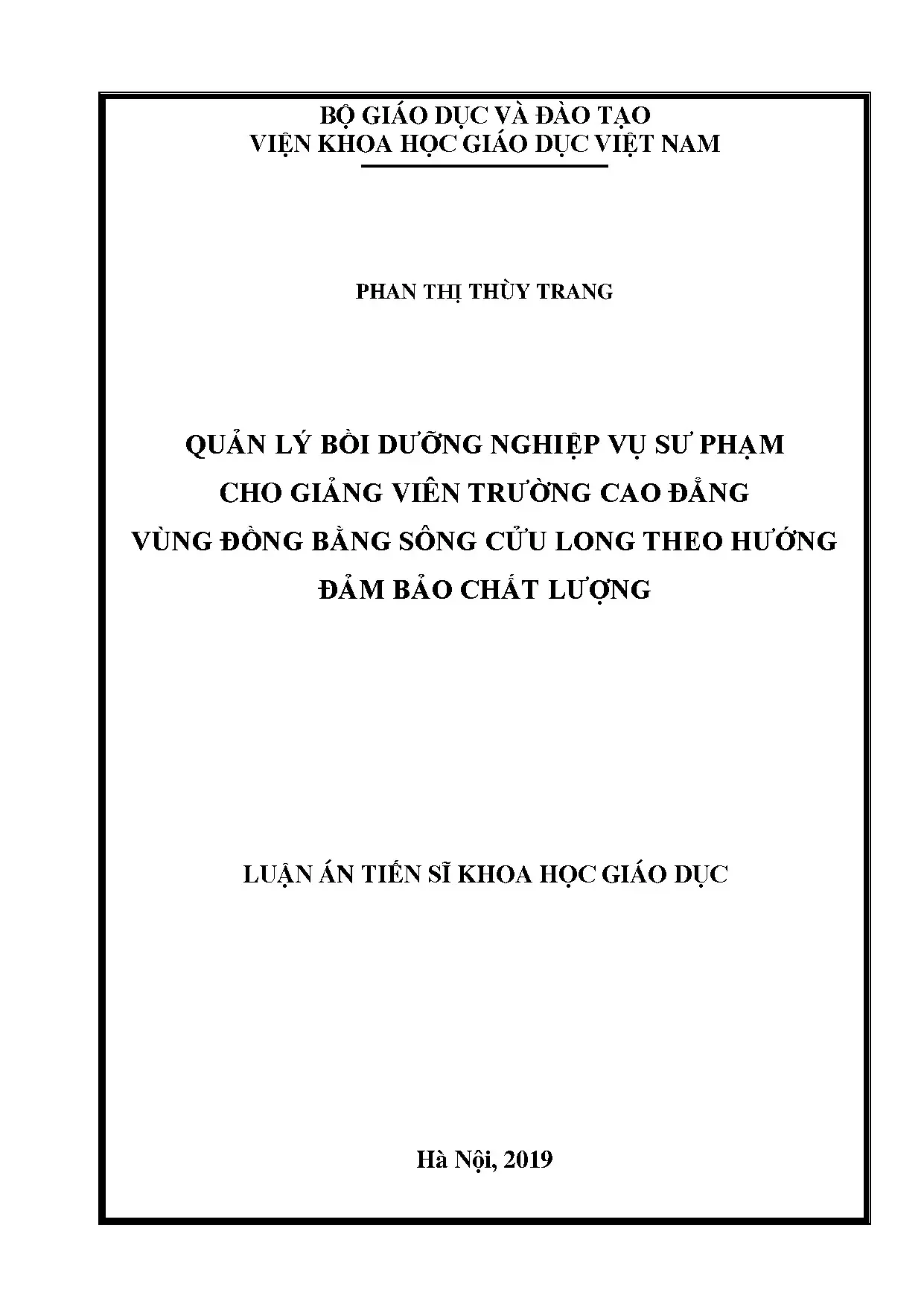 Quản lý bồi dưỡng nghiệp vụ sư phạm cho giảng viên cao đẳng ĐBSCL