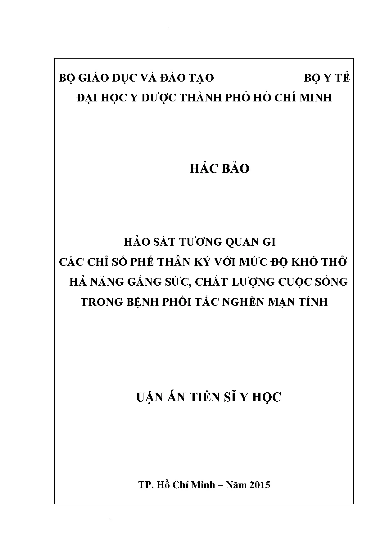 Khảo sát tương quan chỉ số phế thân ký với BPTNMT