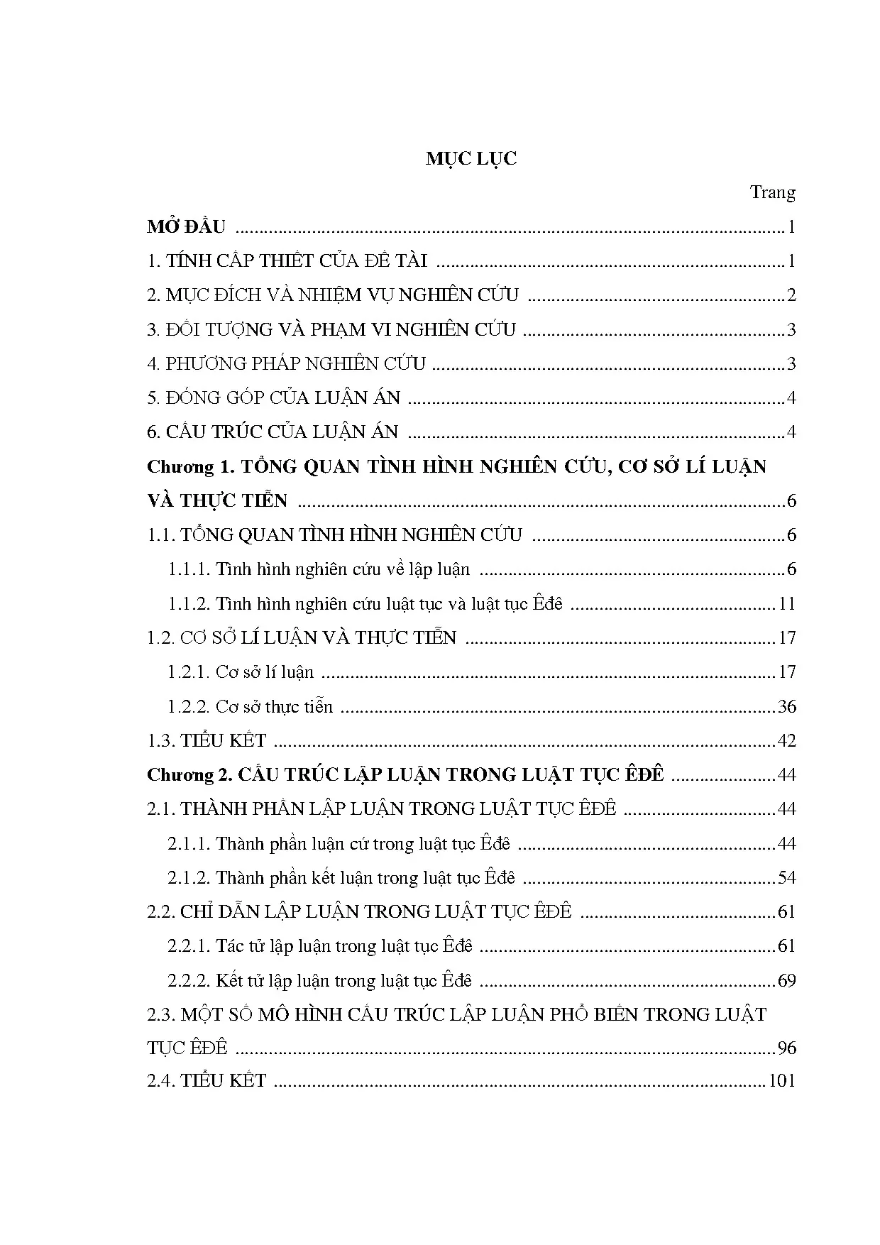 Luận án Lập luận trong Luật Tục Ê Đê