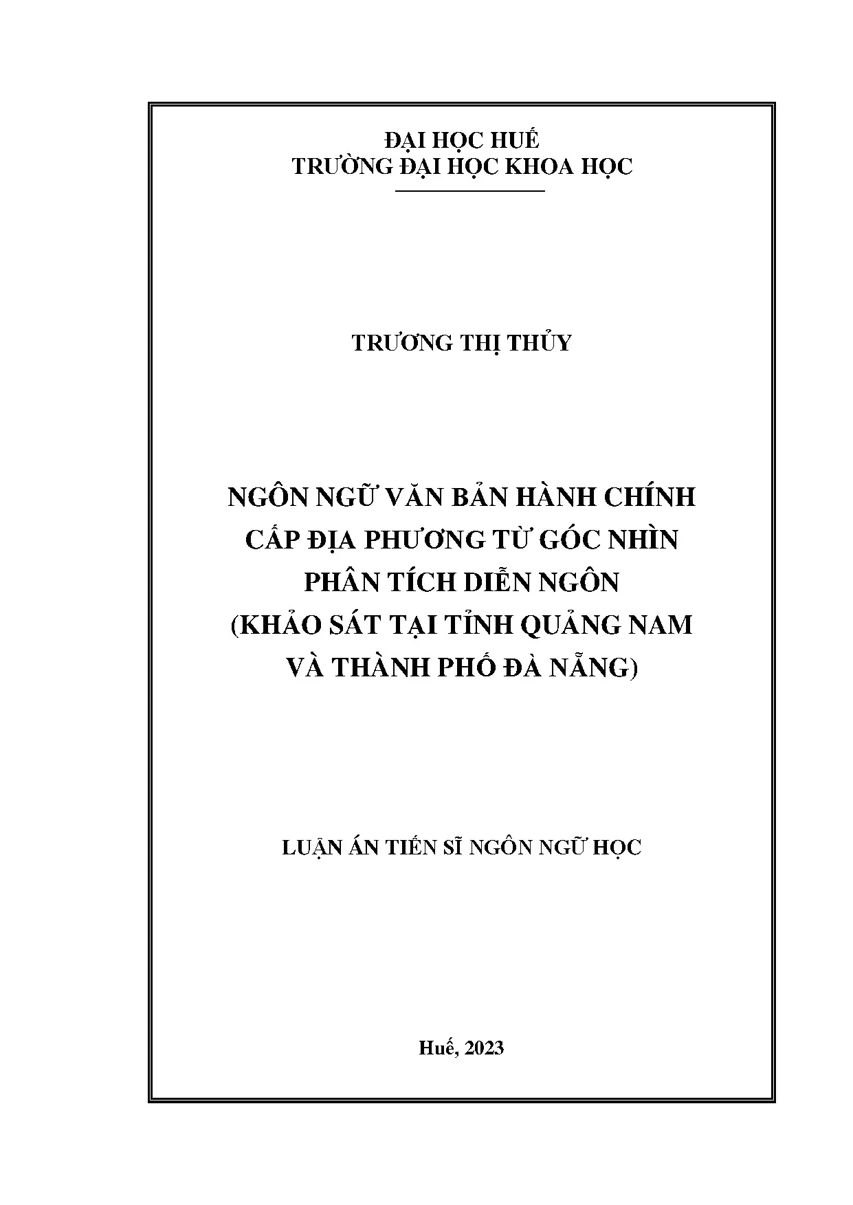 Luận án phân tích diễn ngôn văn bản hành chính cấp địa phương