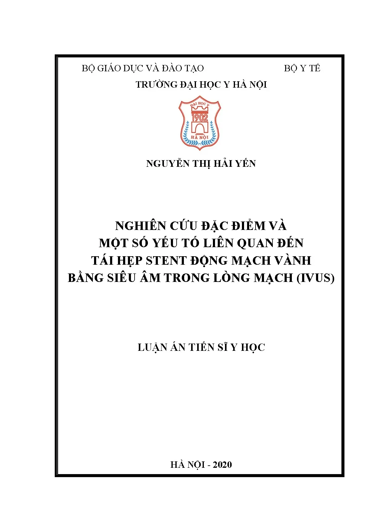 Luận án tiến sĩ về tái hẹp stent động mạch vành bằng IVUS