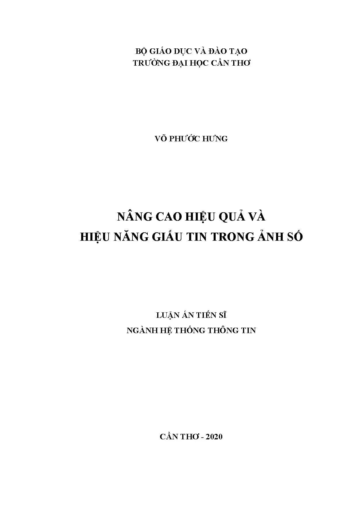 Luận án tiến sĩ nâng cao hiệu quả giấu tin trong ảnh số