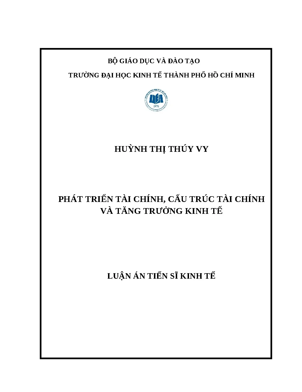 Phát triển tài chính, cấu trúc tài chính & tăng trưởng kinh tế