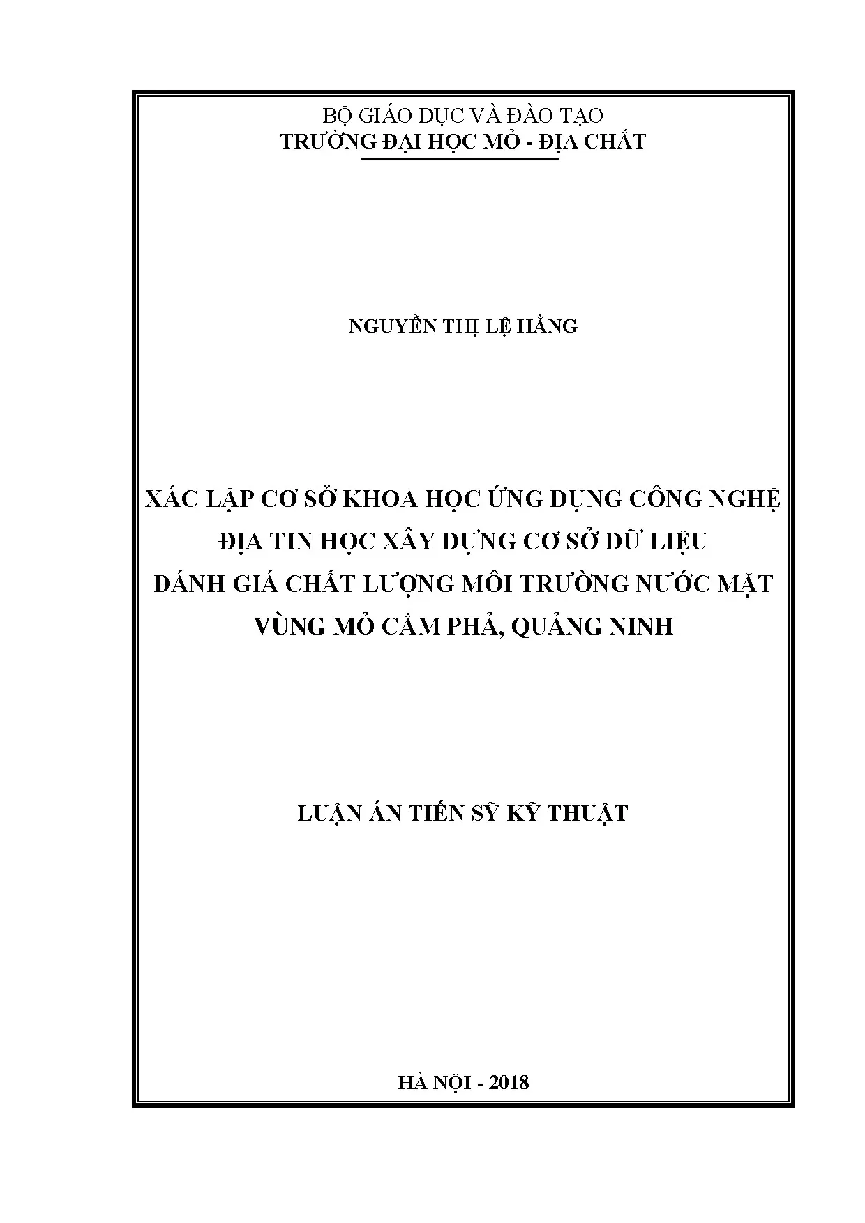 Địa tin học đánh giá chất lượng nước mỏ Cẩm Phả