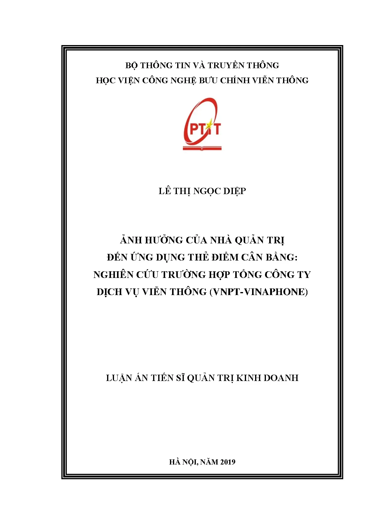 Ảnh hưởng nhà quản trị đến ứng dụng thẻ điểm cân bằng: Nghiên cứu VNPT Vinaphone