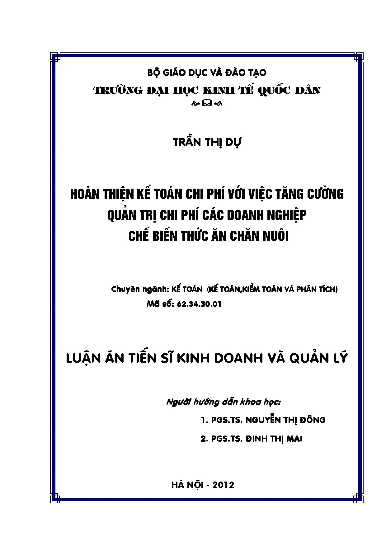 Kế toán chi phí & quản trị chi phí trong chế biến thức ăn chăn nuôi