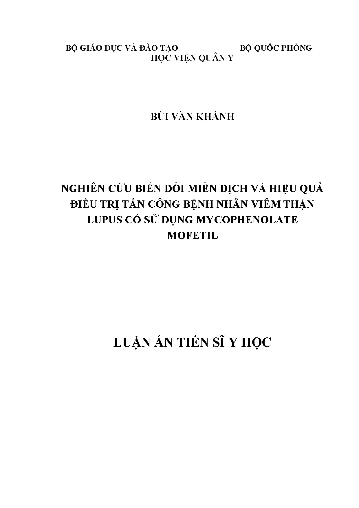 Biến đổi miễn dịch và hiệu quả điều trị viêm thận lupus với Mycophenolate Mofetil