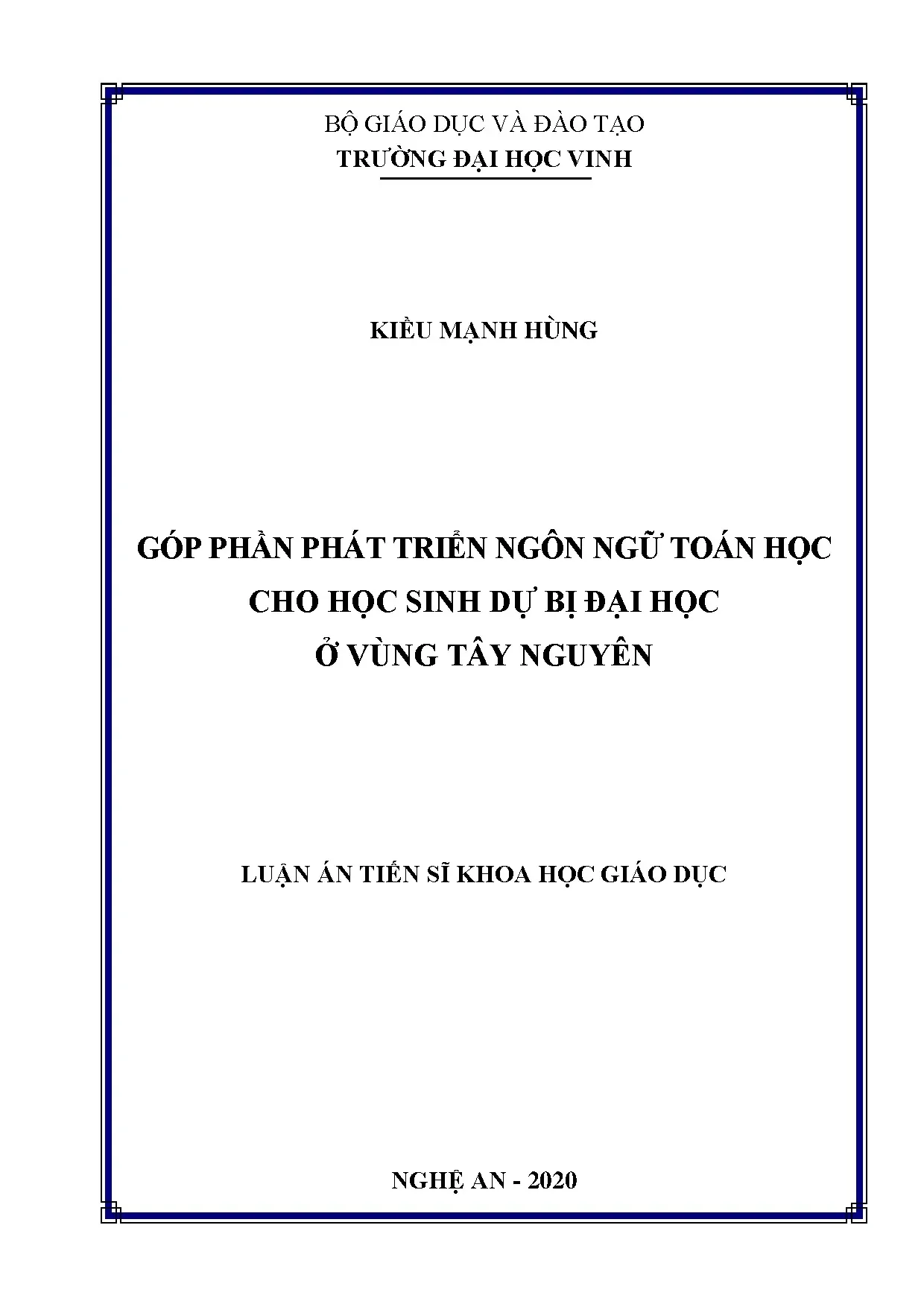 Phát triển ngôn ngữ toán học cho học sinh dự bị đại học vùng Tây Nguyên
