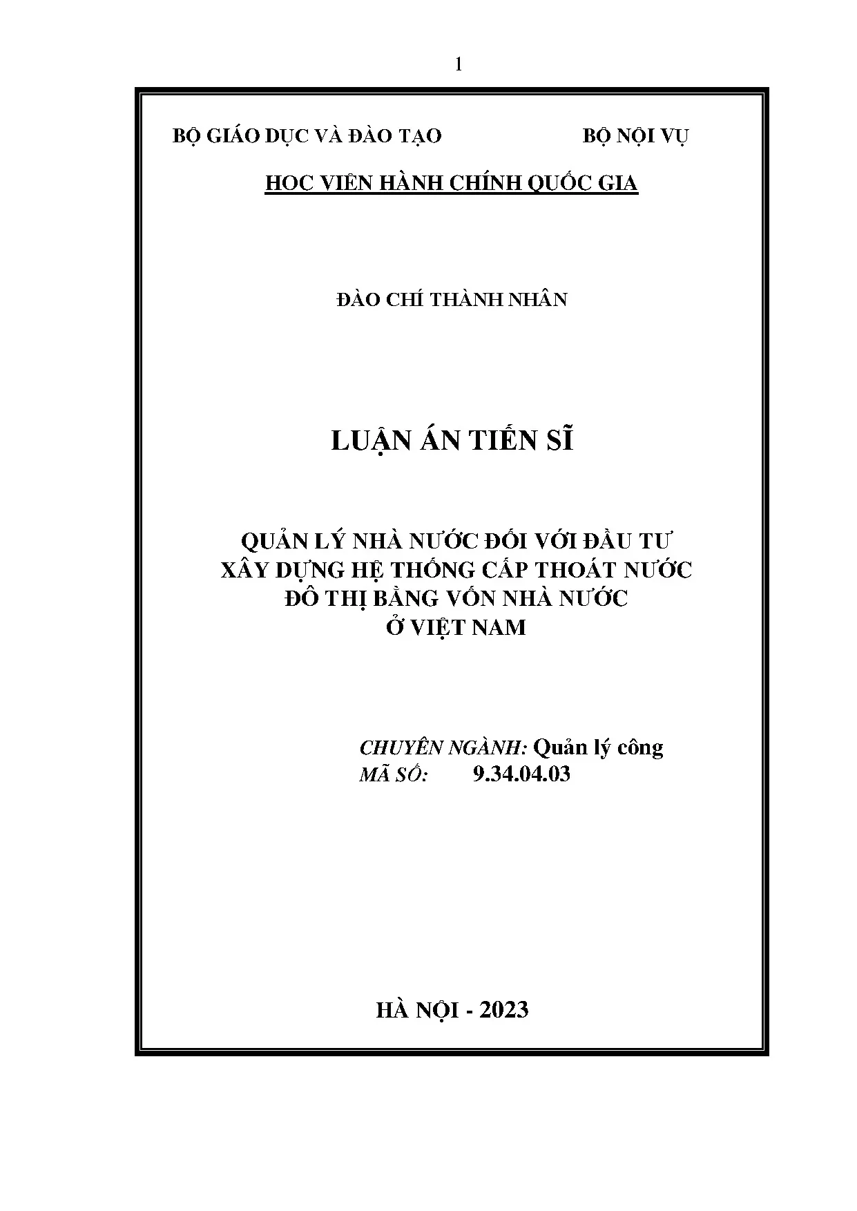Quản lý nhà nước đầu tư cấp thoát nước đô thị bằng vốn nhà nước