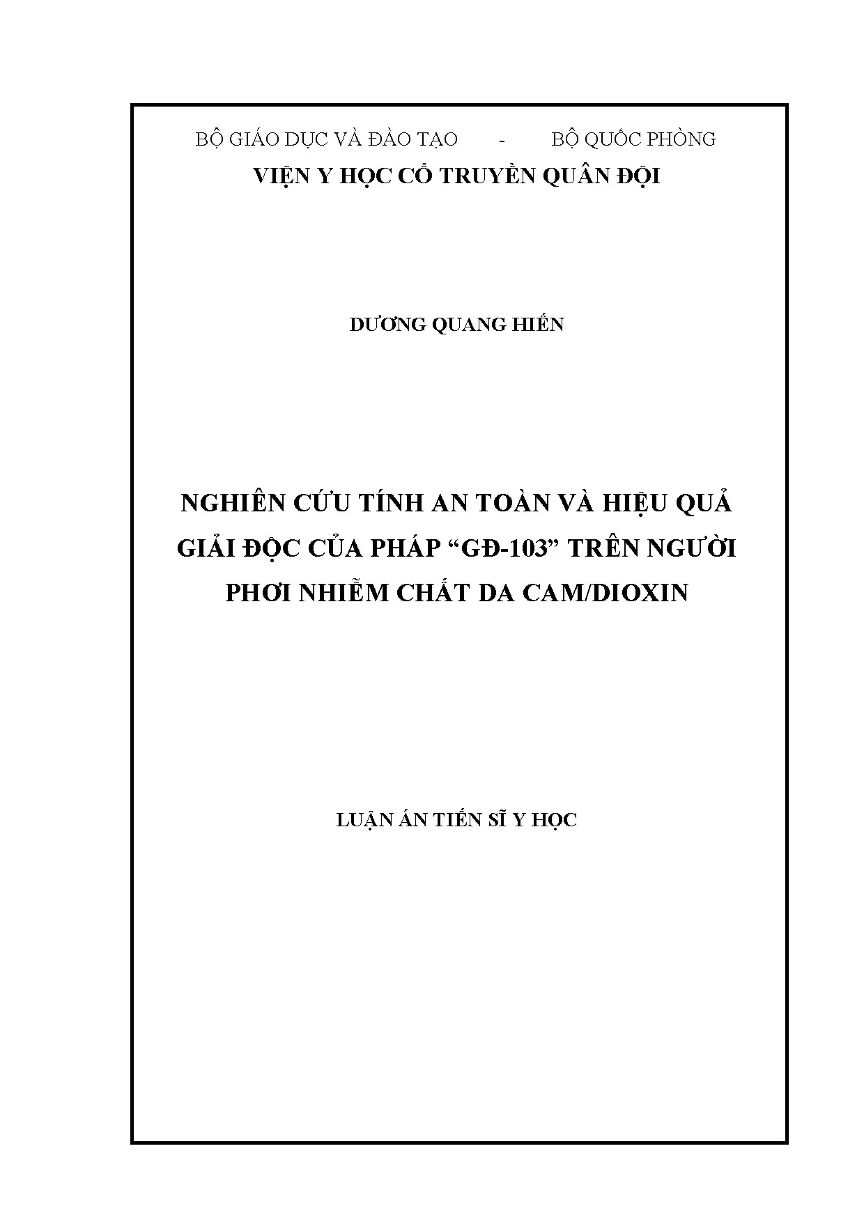 Nghiên cứu tính an toàn và hiệu quả giải độc của pháp GĐ-103