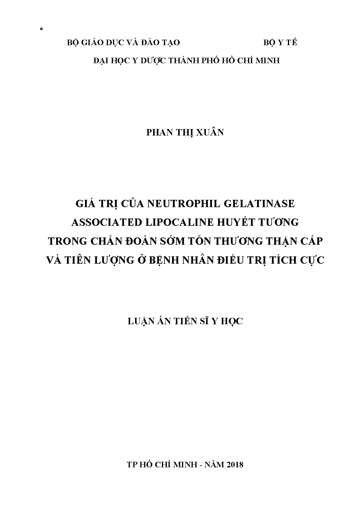 Neutrophil gelatinase-associated lipocalin huyết tương chẩn đoán tổn thương thận cấp