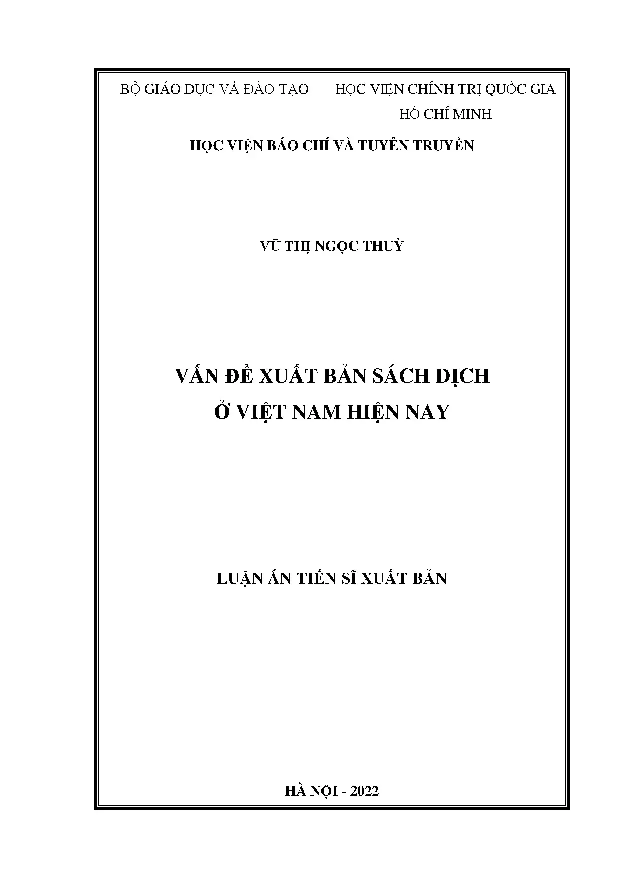 Vấn đề xuất bản sách dịch ở Việt Nam hiện nay - Luận án tiến sĩ