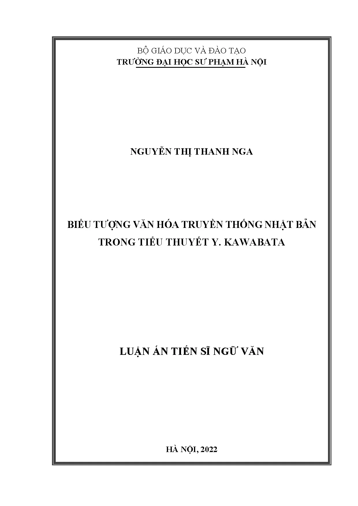 Luận án: Biểu tượng văn hóa truyền thống Nhật Bản trong tiểu thuyết Y. Kawabata