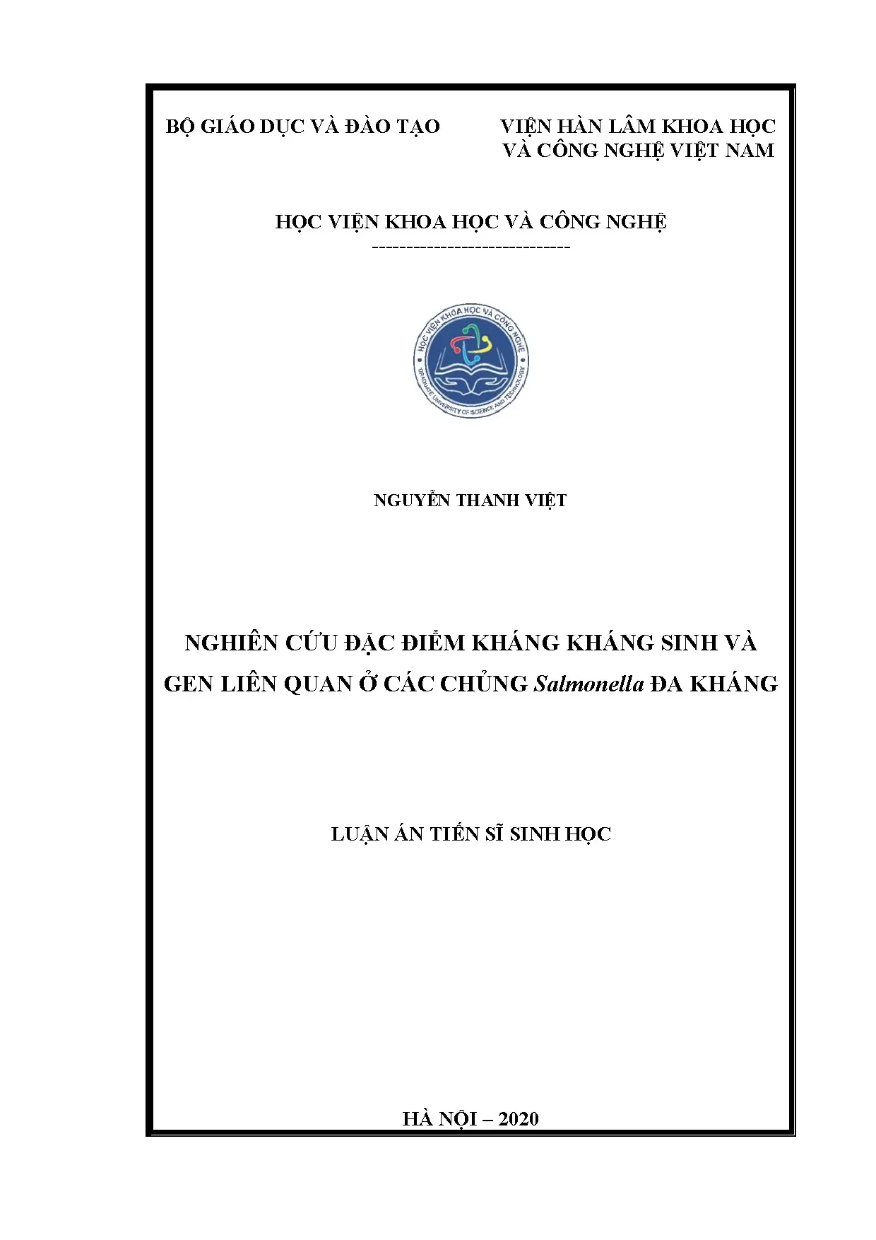 Luận án tiến sĩ nghiên cứu đặc điểm kháng sinh ở Salmonella đa kháng