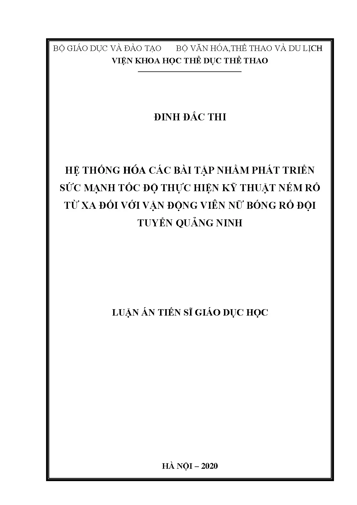 Luận án tiến sĩ hệ thống hóa bài tập ném rổ từ xa bóng rổ nữ