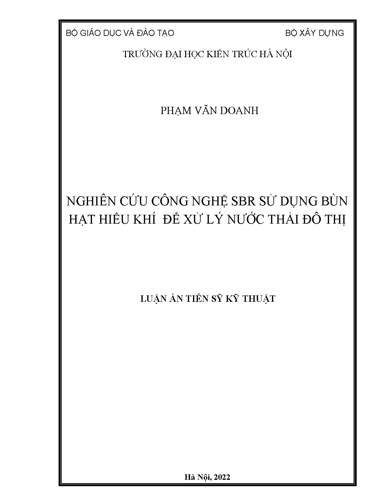 Công nghệ SBR xử lý nước thải đô thị bằng bùn hạt hiếu khí