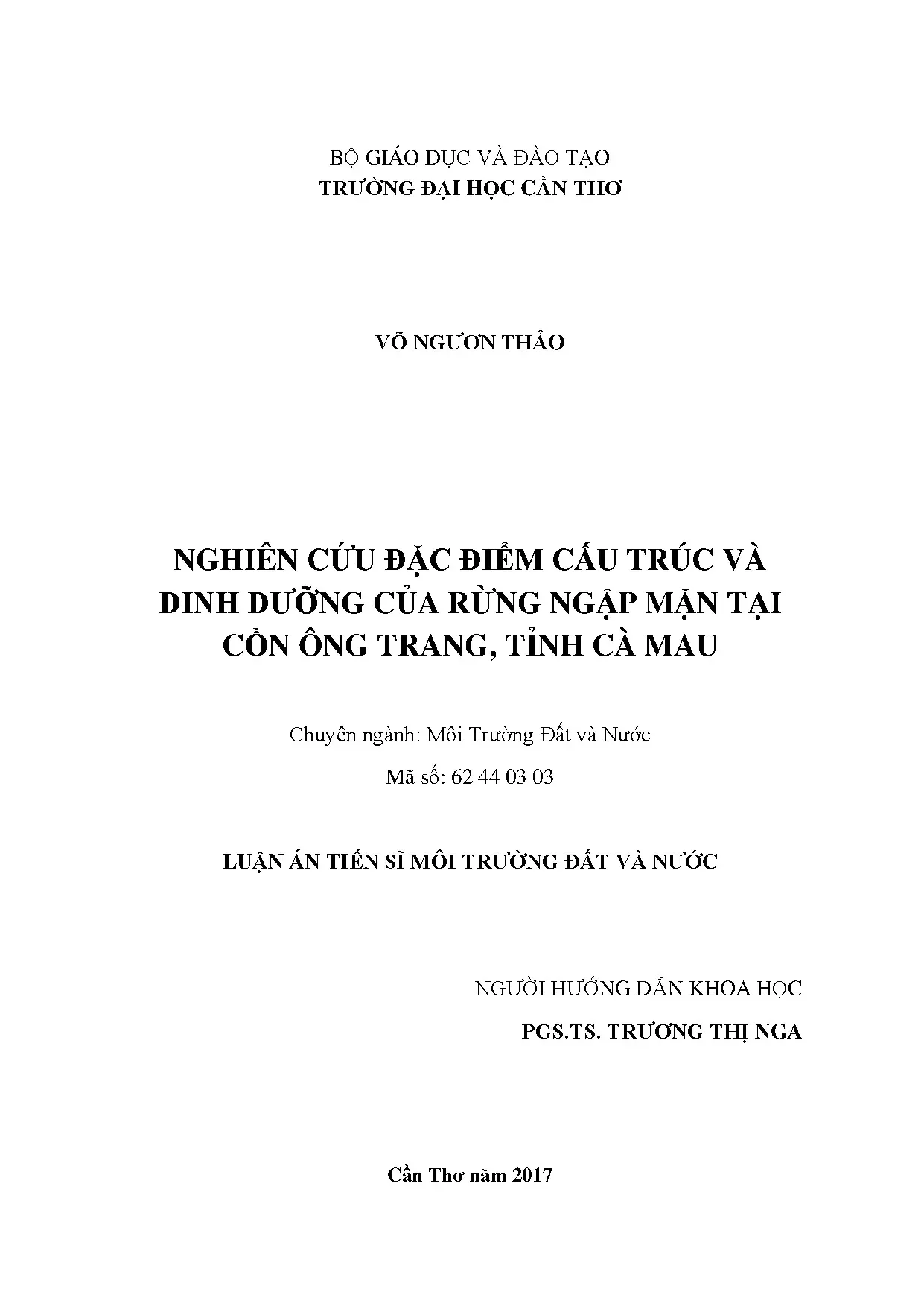 Nghiên cứu rừng ngập mặn Cồn Ông Trang Cà Mau