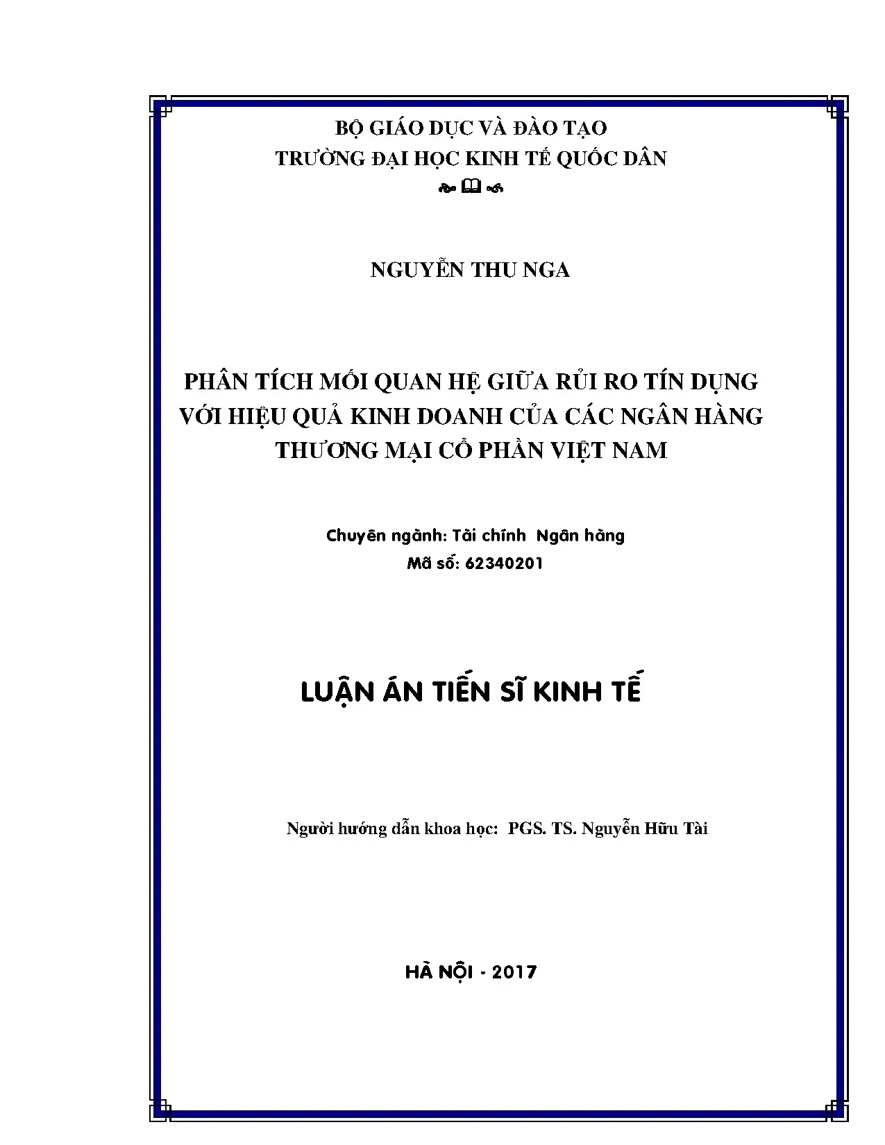 Phân tích mối quan hệ giữa rủi ro tín dụng và hiệu quả kinh doanh ngân hàng TMCP