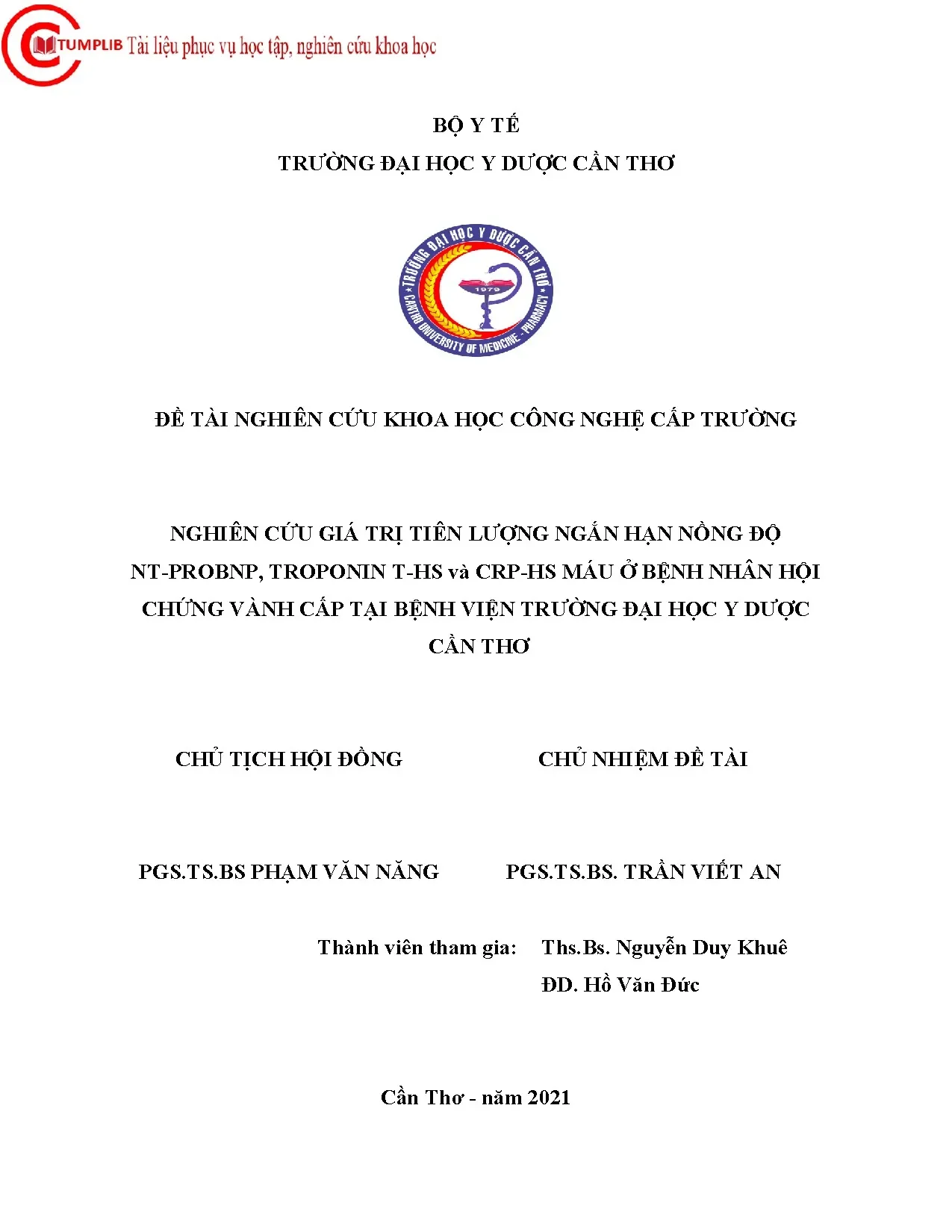 Nghiên cứu giá trị tiên lượng NT-proBNP, Troponin T-hs, CRP-hs ở bệnh nhân hội chứng vành cấp
