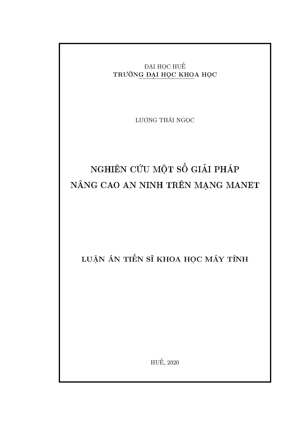 Luận án tiến sĩ giải pháp nâng cao an ninh mạng MANET