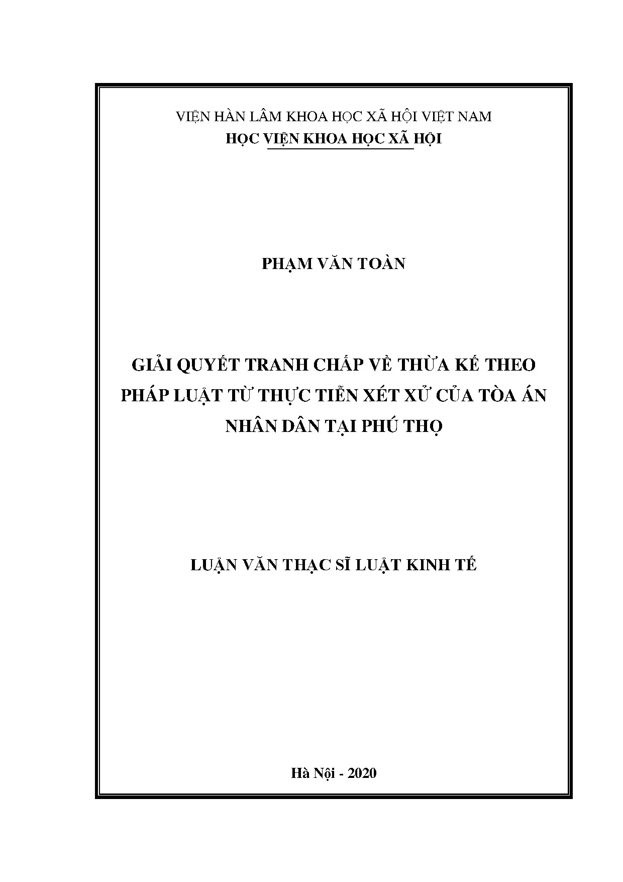 Luận án giải quyết tranh chấp thừa kế theo pháp luật tại Phú Thọ