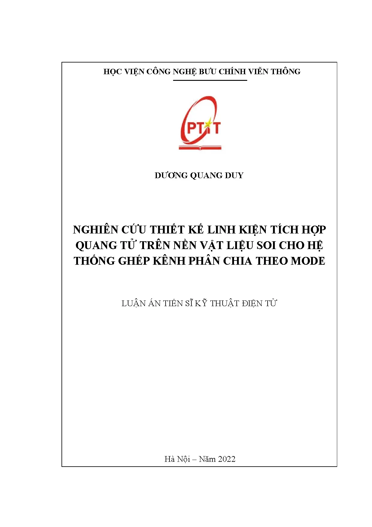 Thiết kế linh kiện quang tử tích hợp nền soi cho hệ thống MDM