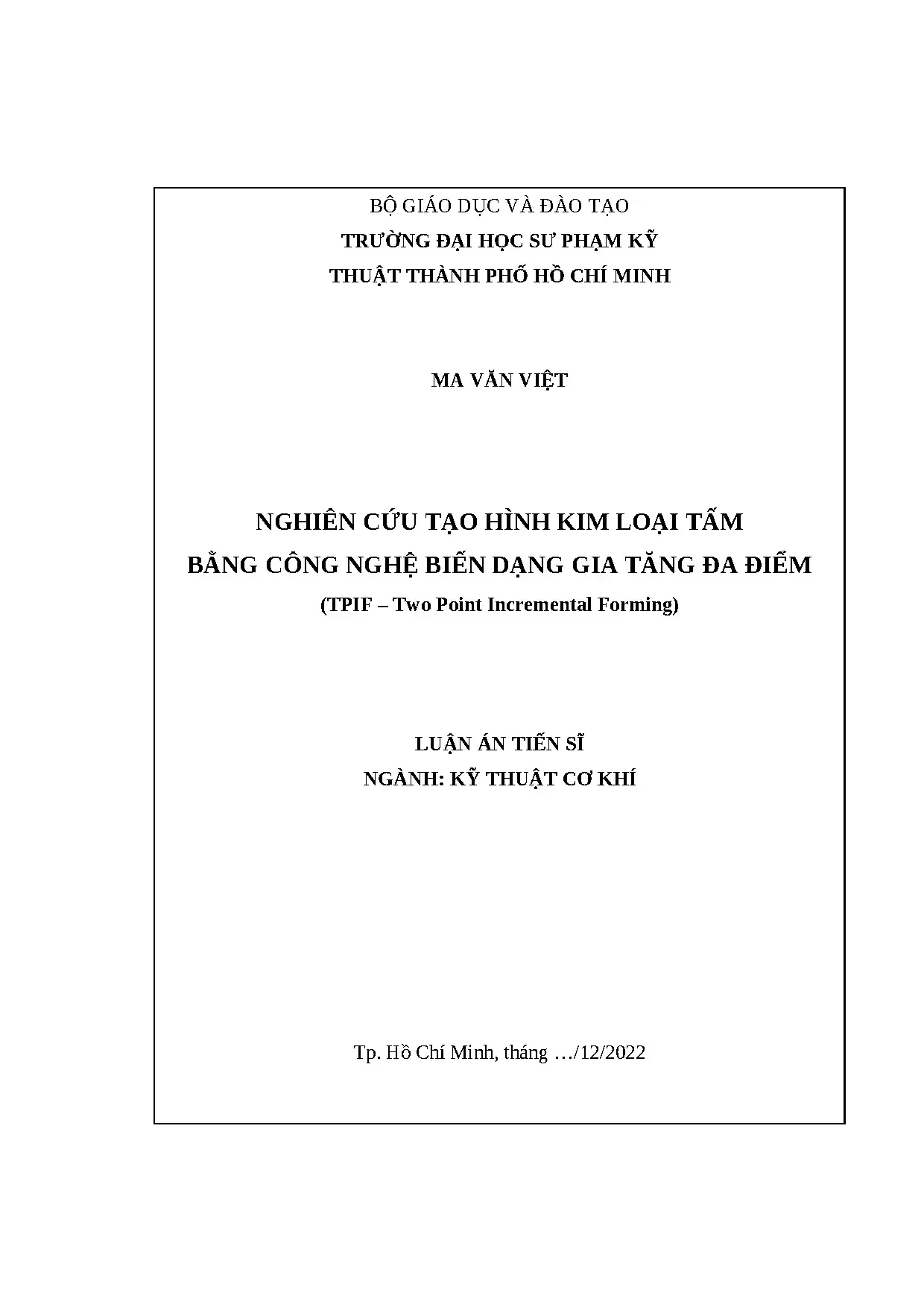 Tạo hình kim loại tấm bằng công nghệ biến dạng gia tăng đa điểm TPIF