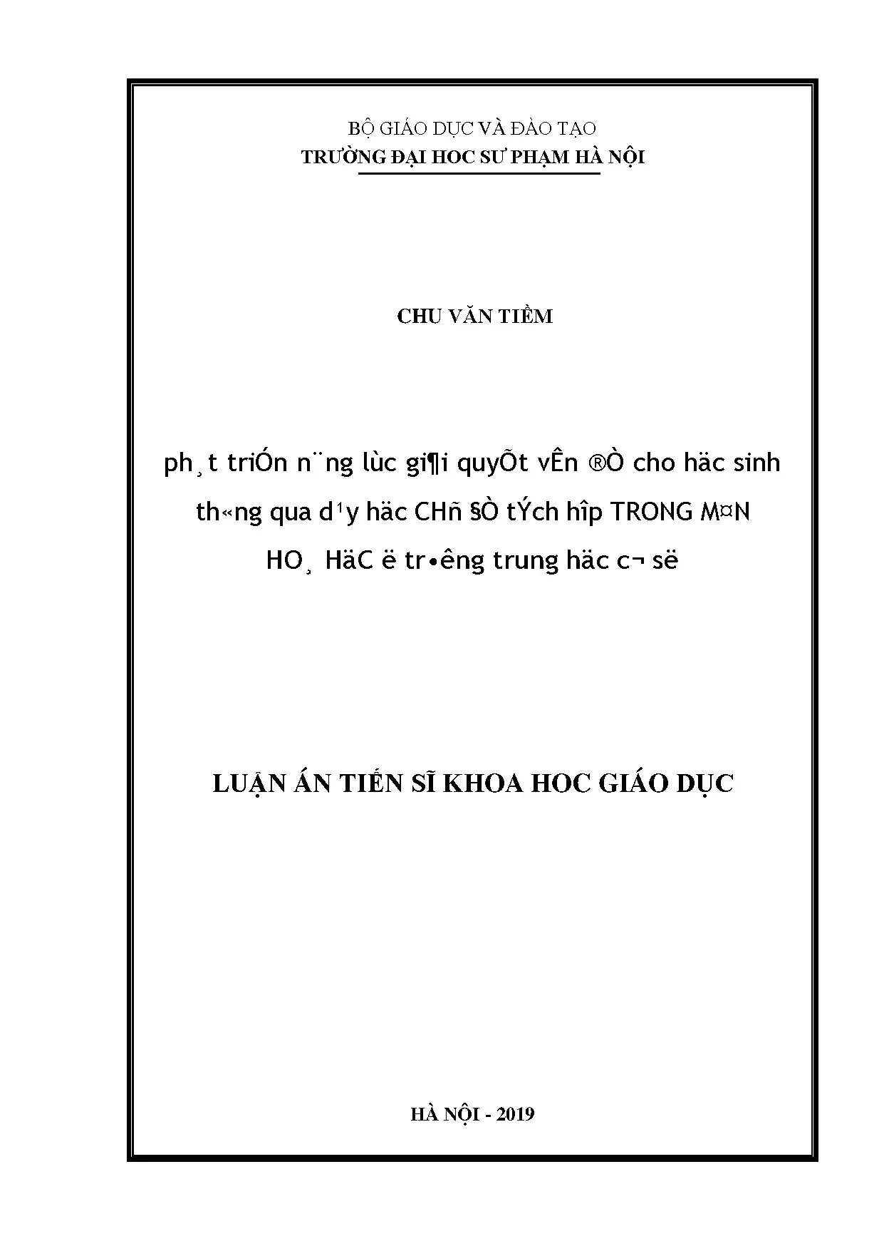 Phát triển năng lực giải quyết vấn đề qua dạy học chủ đề tích hợp môn Hóa học