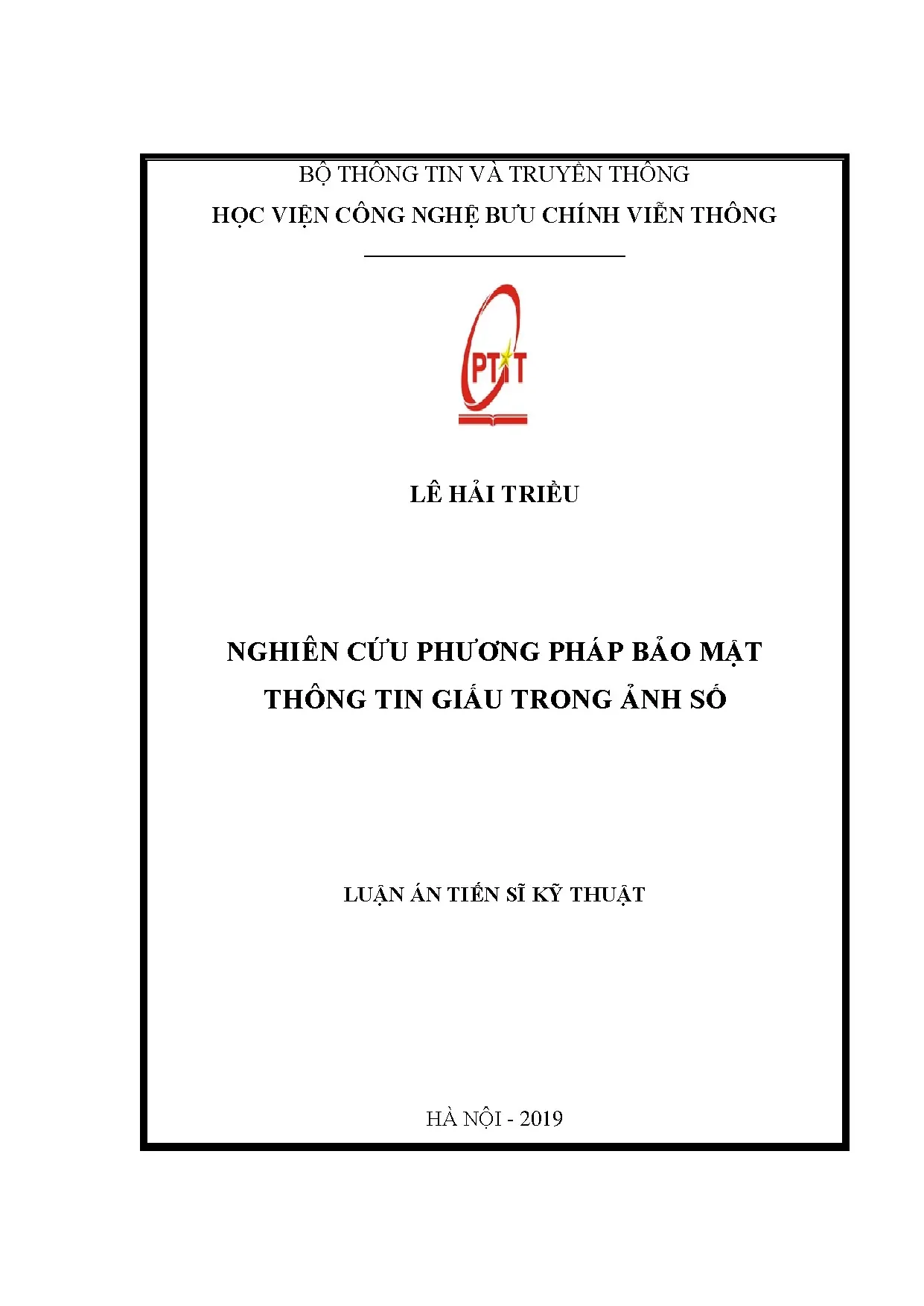 Nghiên cứu phương pháp bảo mật thông tin giấu trong ảnh số luận án tiến sĩ