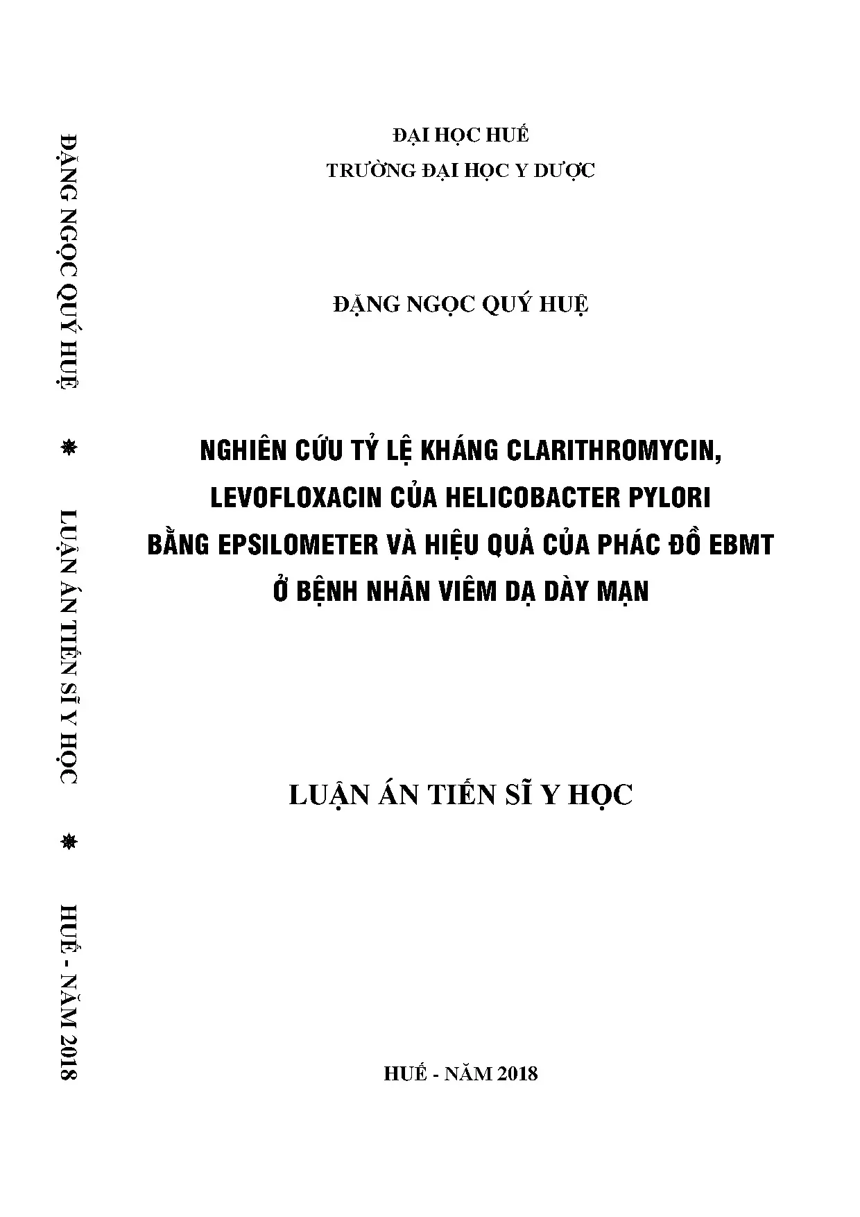 Luận án nghiên cứu tỷ lệ kháng kháng sinh Helicobacter pylori và hiệu quả phác đồ EBMT
