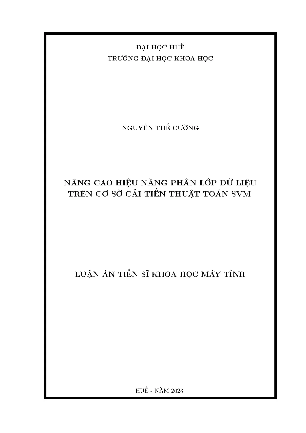 Nâng cao hiệu năng phân lớp dữ liệu bằng thuật toán SVM cải tiến