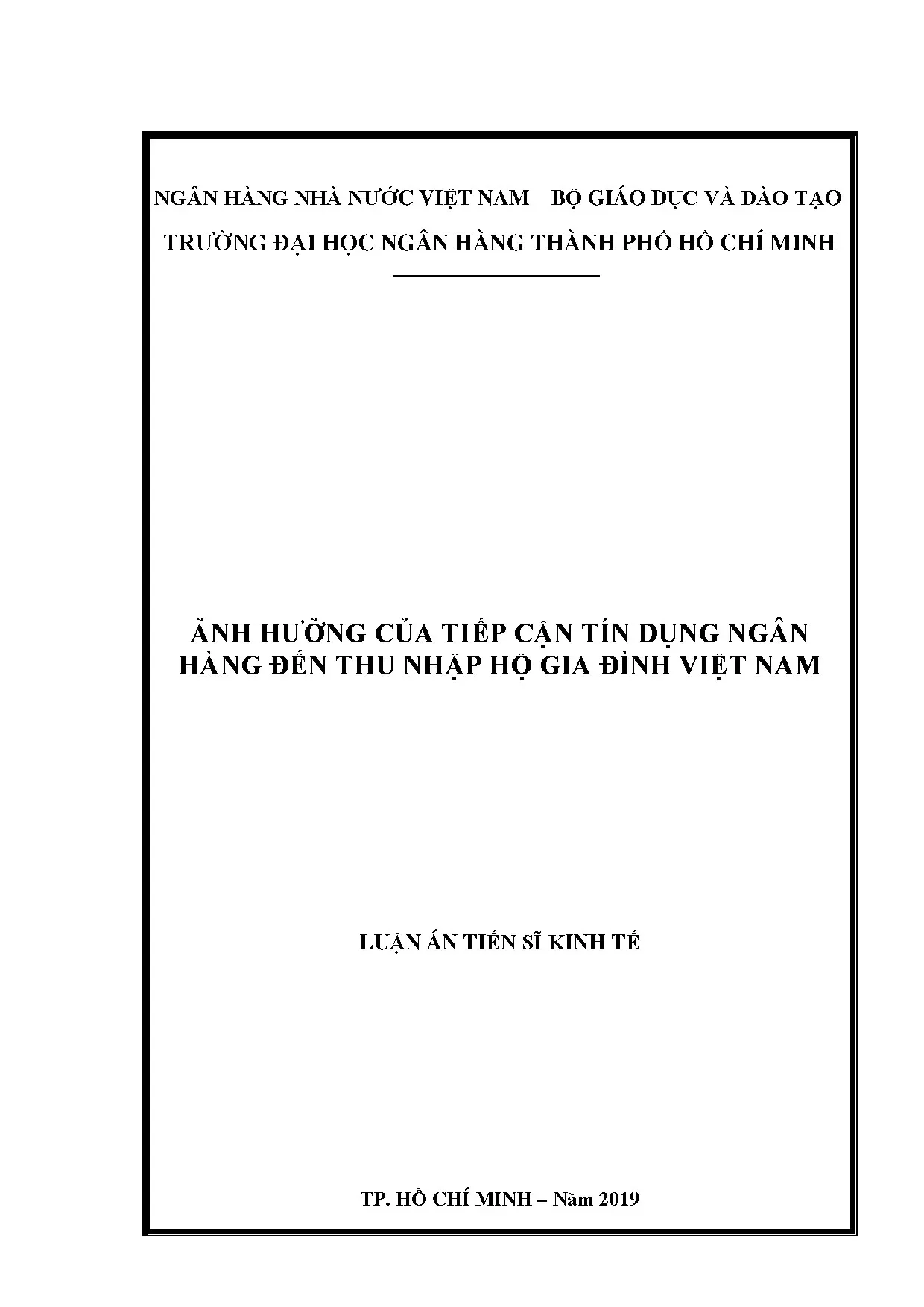 Tác động tín dụng ngân hàng đến thu nhập hộ gia đình nông thôn Việt Nam