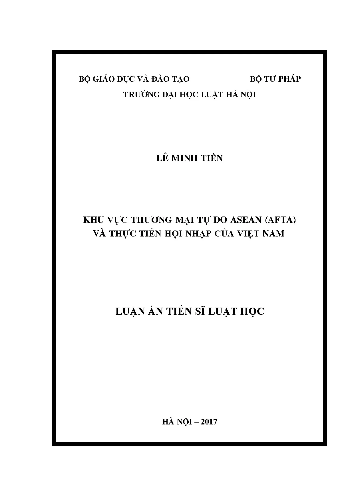 AFTA và hội nhập kinh tế ASEAN của Việt Nam 2017