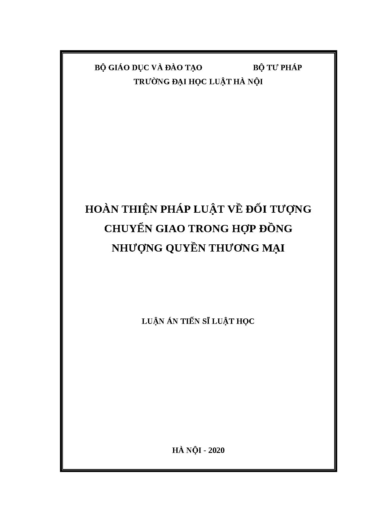 Luận án pháp luật đối tượng chuyển giao hợp đồng nhượng quyền thương mại