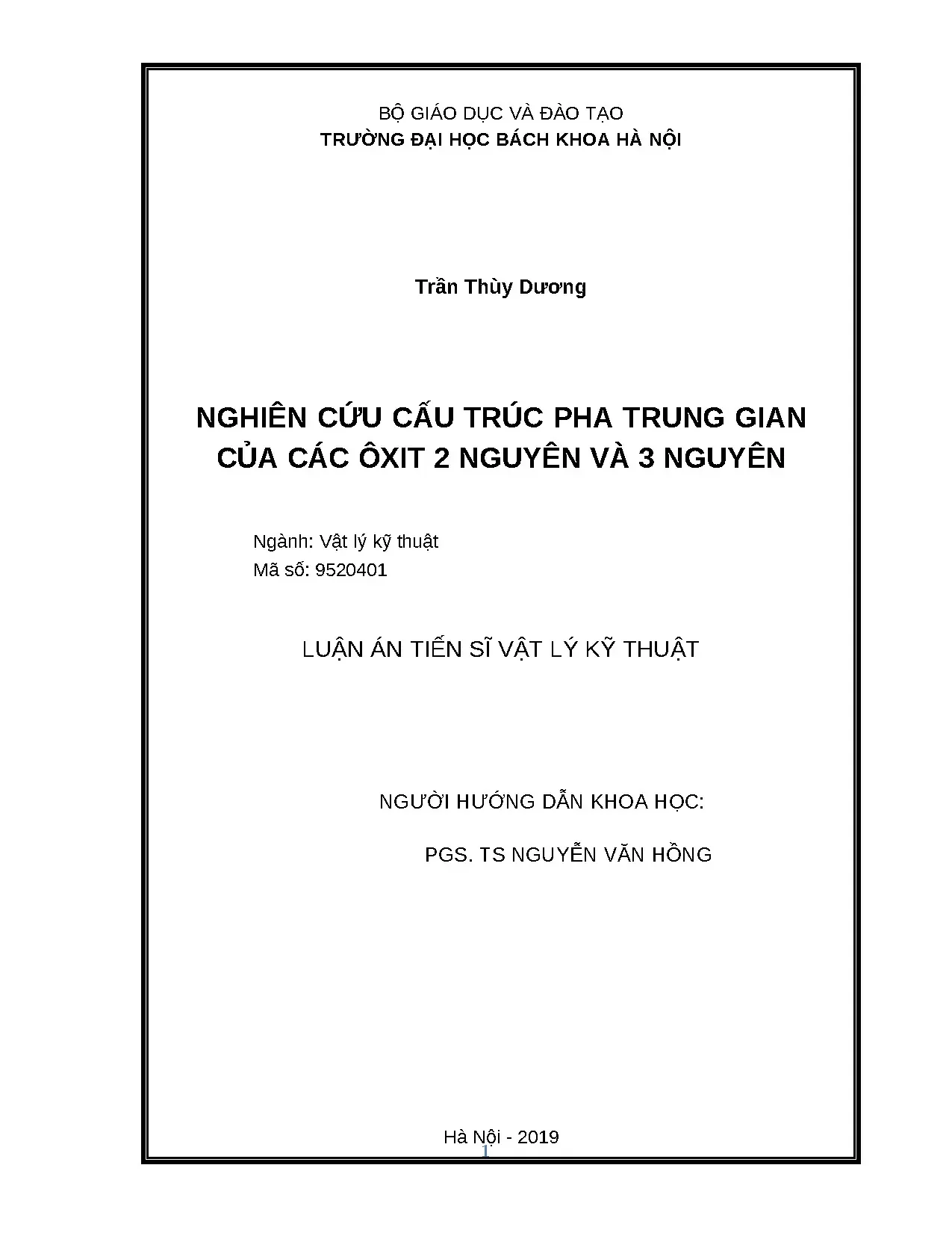 Cấu trúc pha trung gian ôxit 2 và 3 nguyên