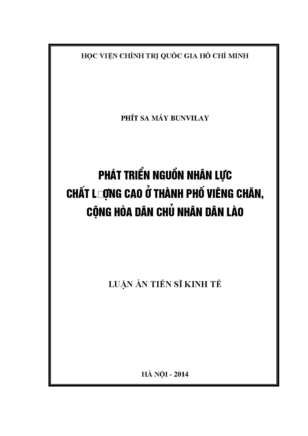 Phát triển nguồn nhân lực chất lượng cao tại Viêng Chăn, Lào