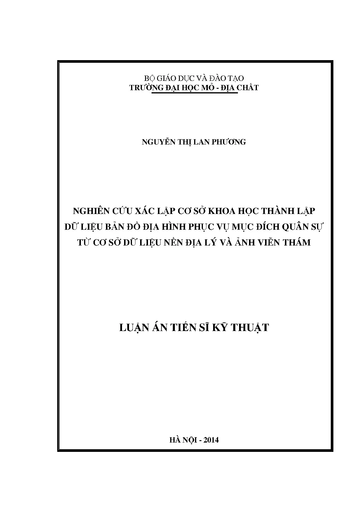 Cơ sở khoa học thành lập dữ liệu bản đồ địa hình quân sự