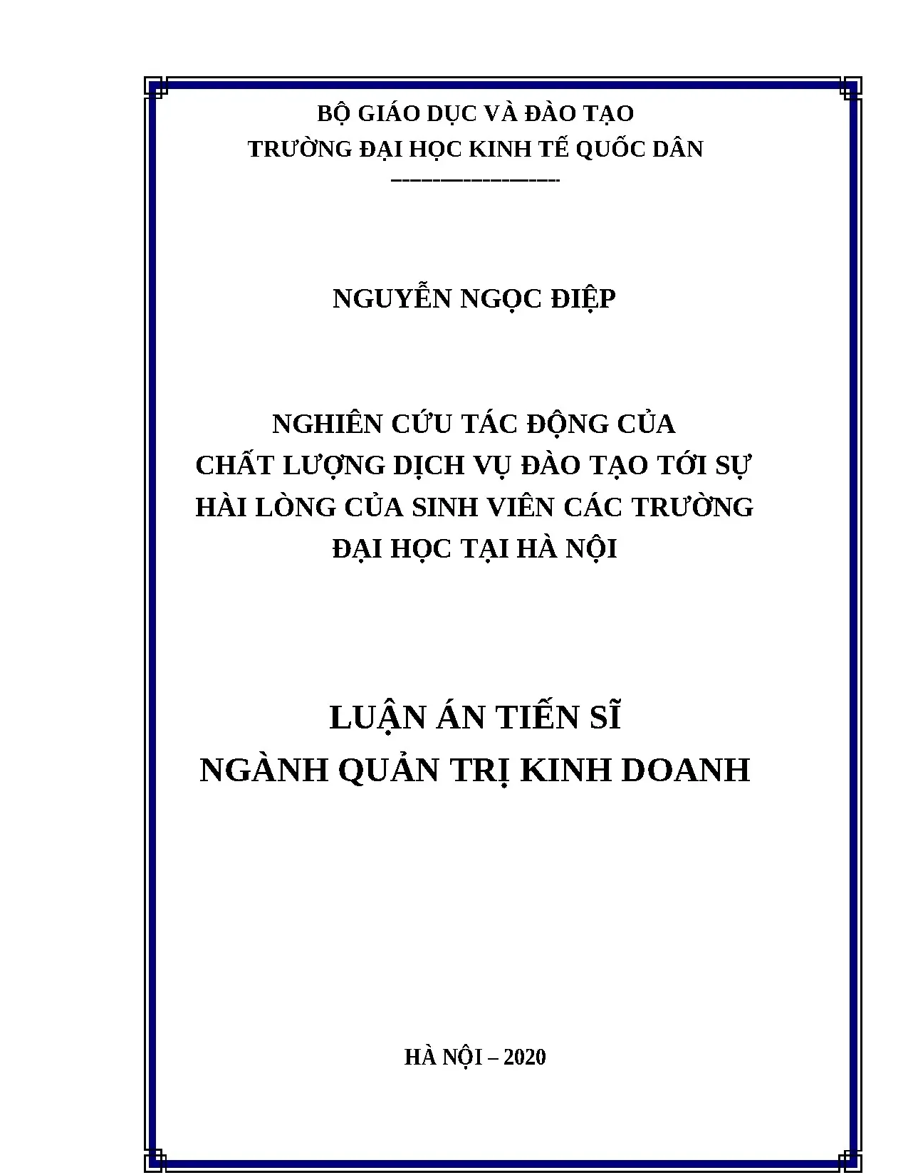 Tác động chất lượng dịch vụ đào tạo đến sự hài lòng sinh viên đại học