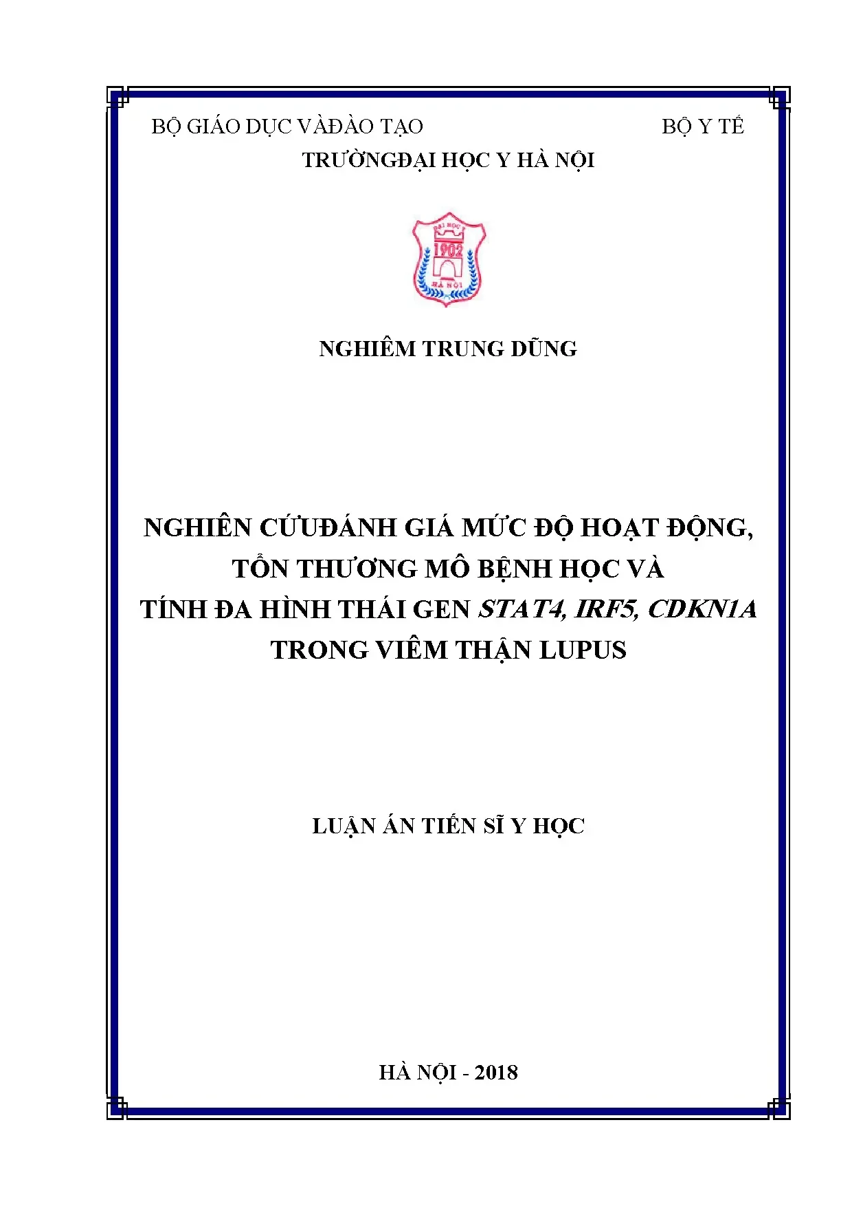 Đánh giá mức độ hoạt động tổn thương mô bệnh học trong viêm thận lupus