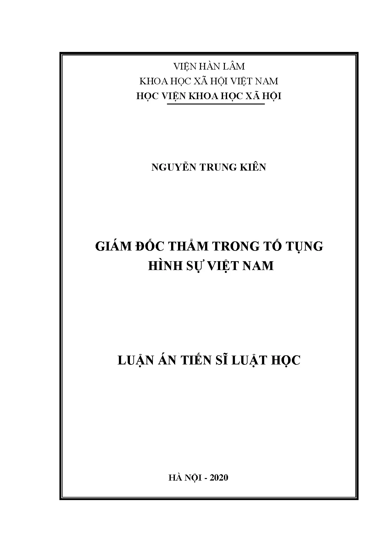 Giám đốc thẩm trong tố tụng hình sự Việt Nam - Luận án tiến sĩ