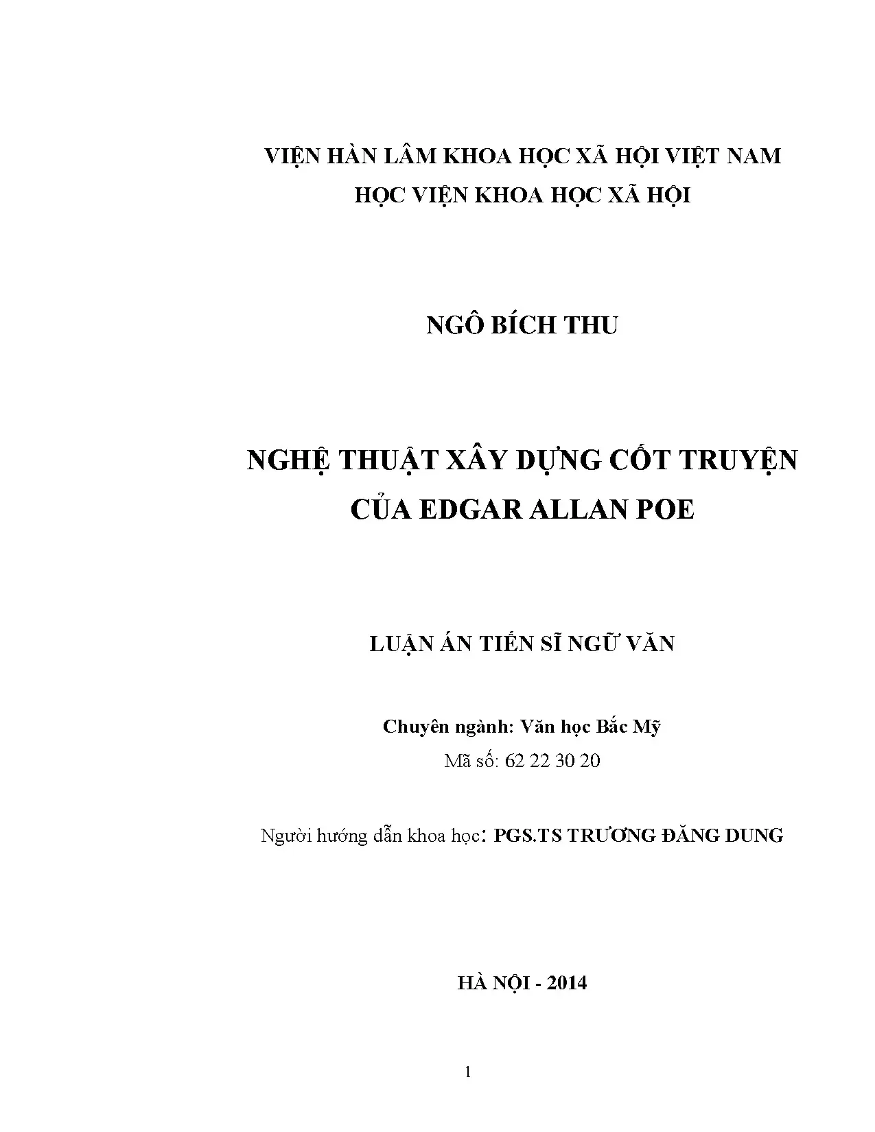 Nghệ thuật xây dựng cốt truyện trong luận án tiến sĩ Edgar Allan Poe