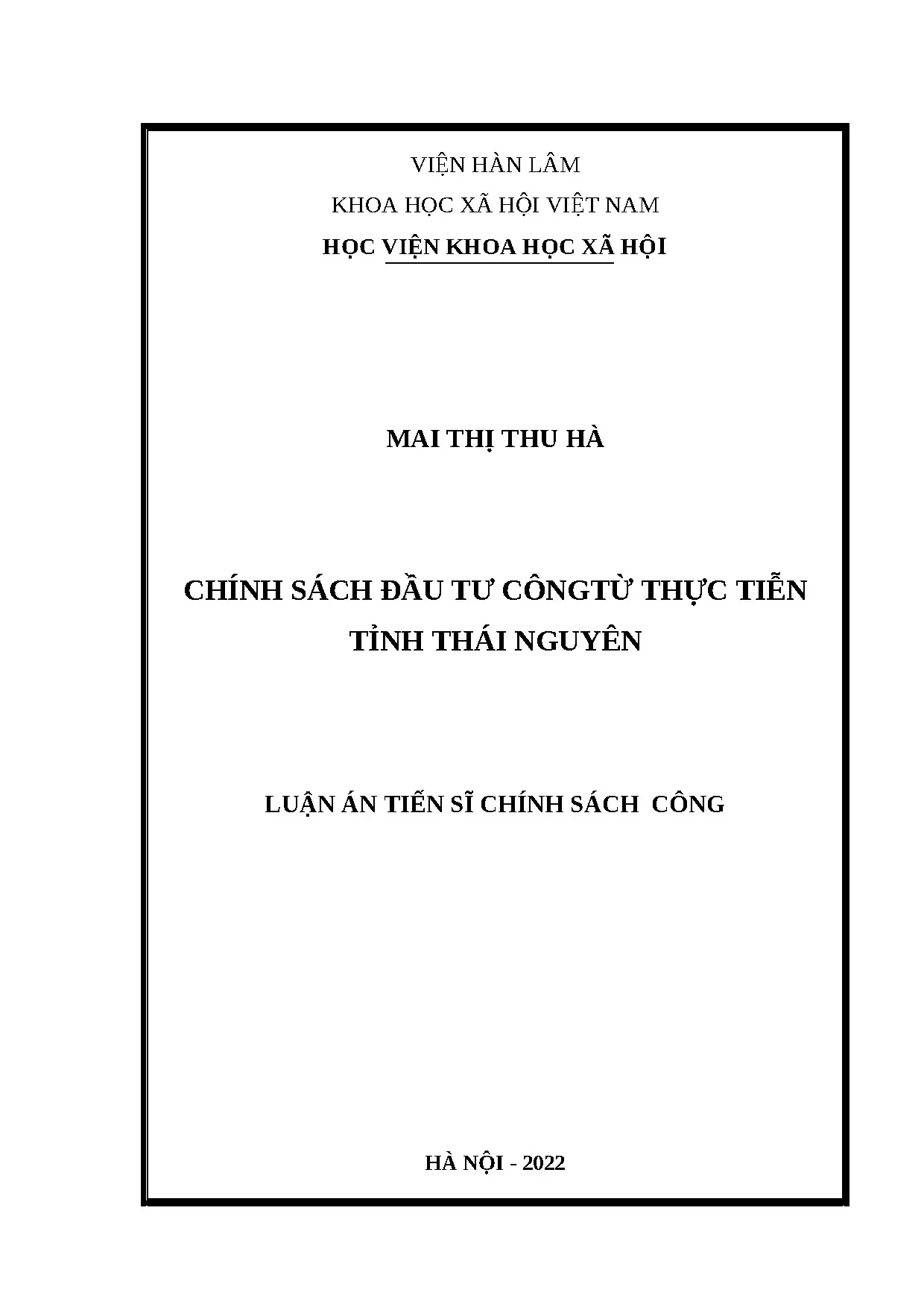 Chính sách đầu tư công từ thực tiễn tỉnh Thái Nguyên
