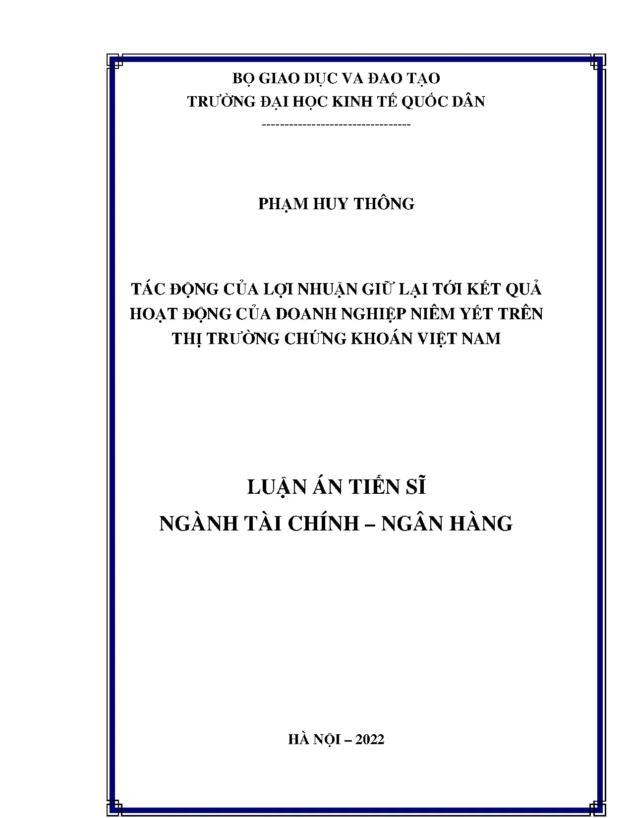 Lợi nhuận giữ lại và hiệu quả doanh nghiệp niêm yết tại Việt Nam