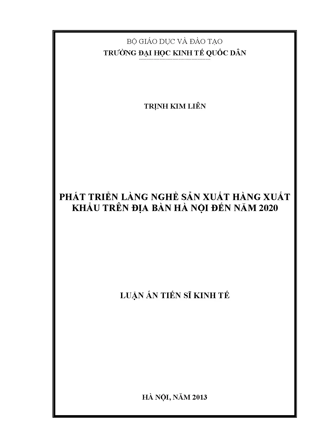 Phát triển làng nghề xuất khẩu Hà Nội đến năm 2020
