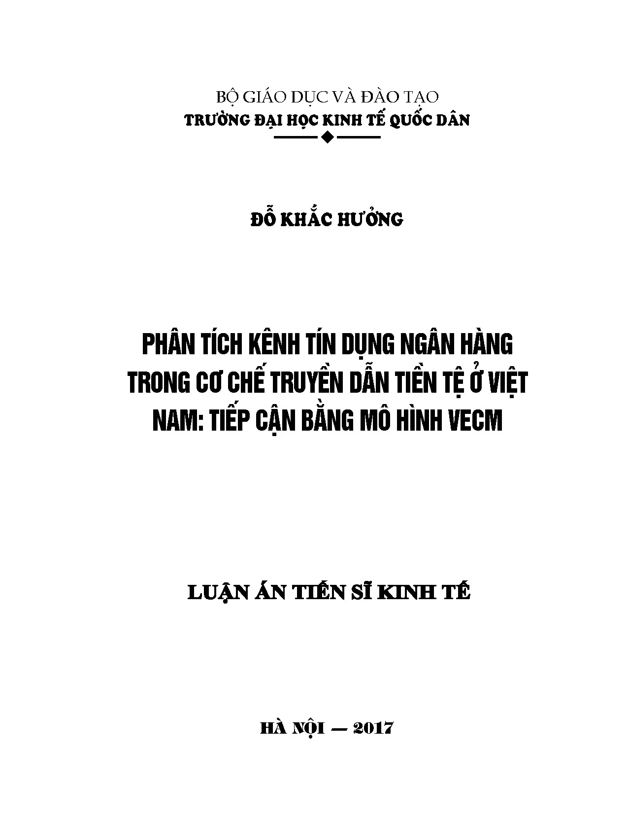 Phân tích kênh tín dụng ngân hàng truyền dẫn tiền tệ Việt Nam
