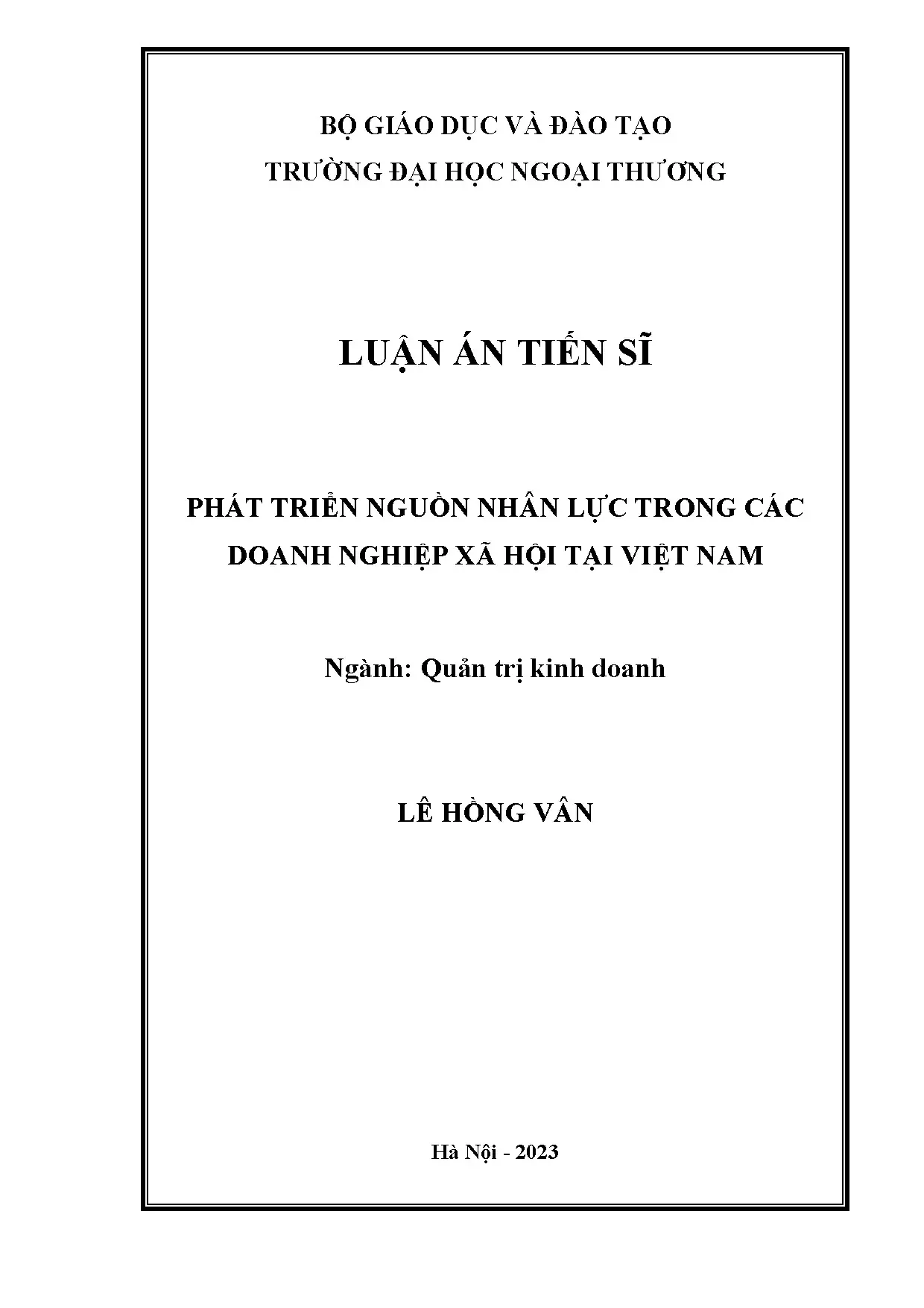 Phát triển nguồn nhân lực doanh nghiệp xã hội Việt Nam (2023)