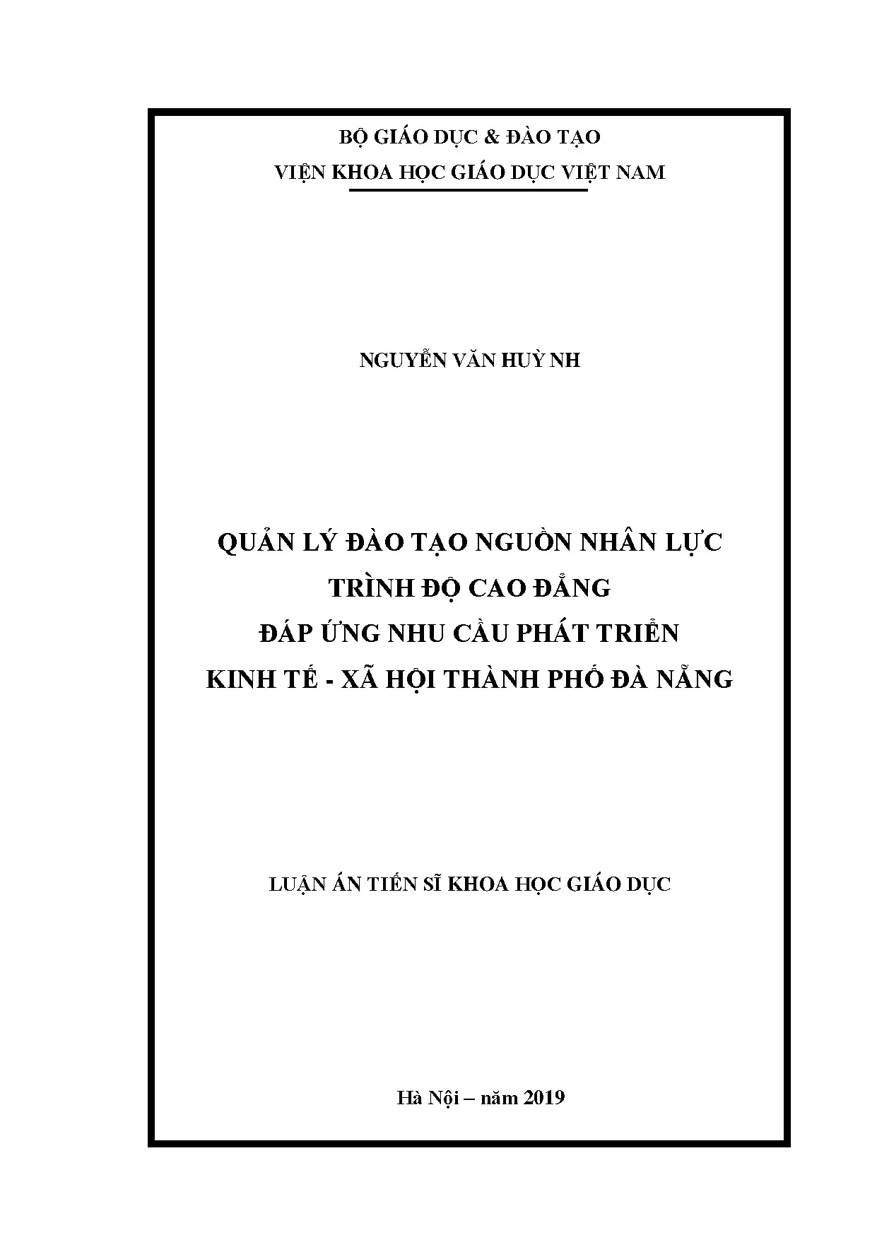 Quản lý đào tạo nhân lực cao đẳng Đà Nẵng