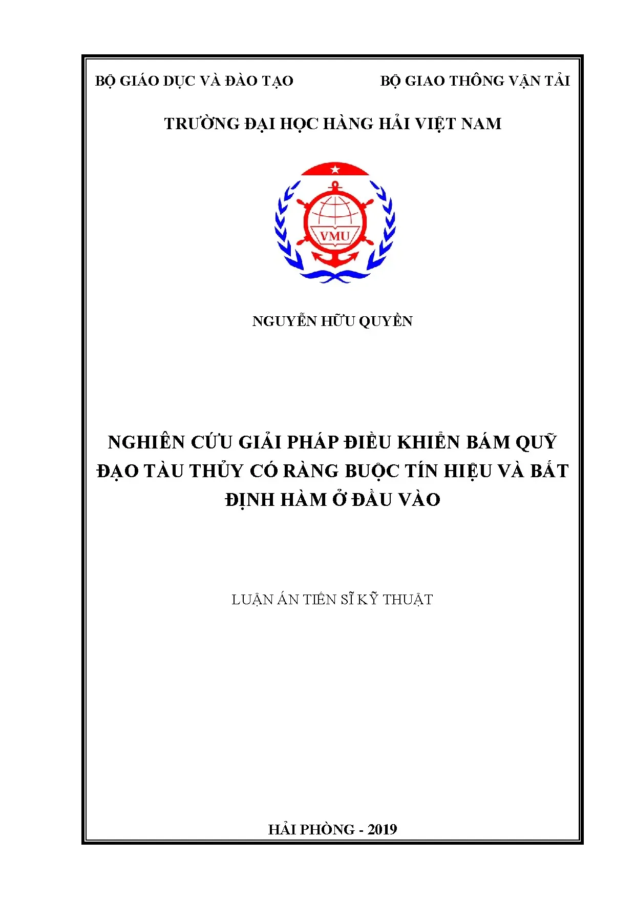 Luận án tiến sĩ điều khiển bám quỹ đạo tàu thủy có ràng buộc tín hiệu