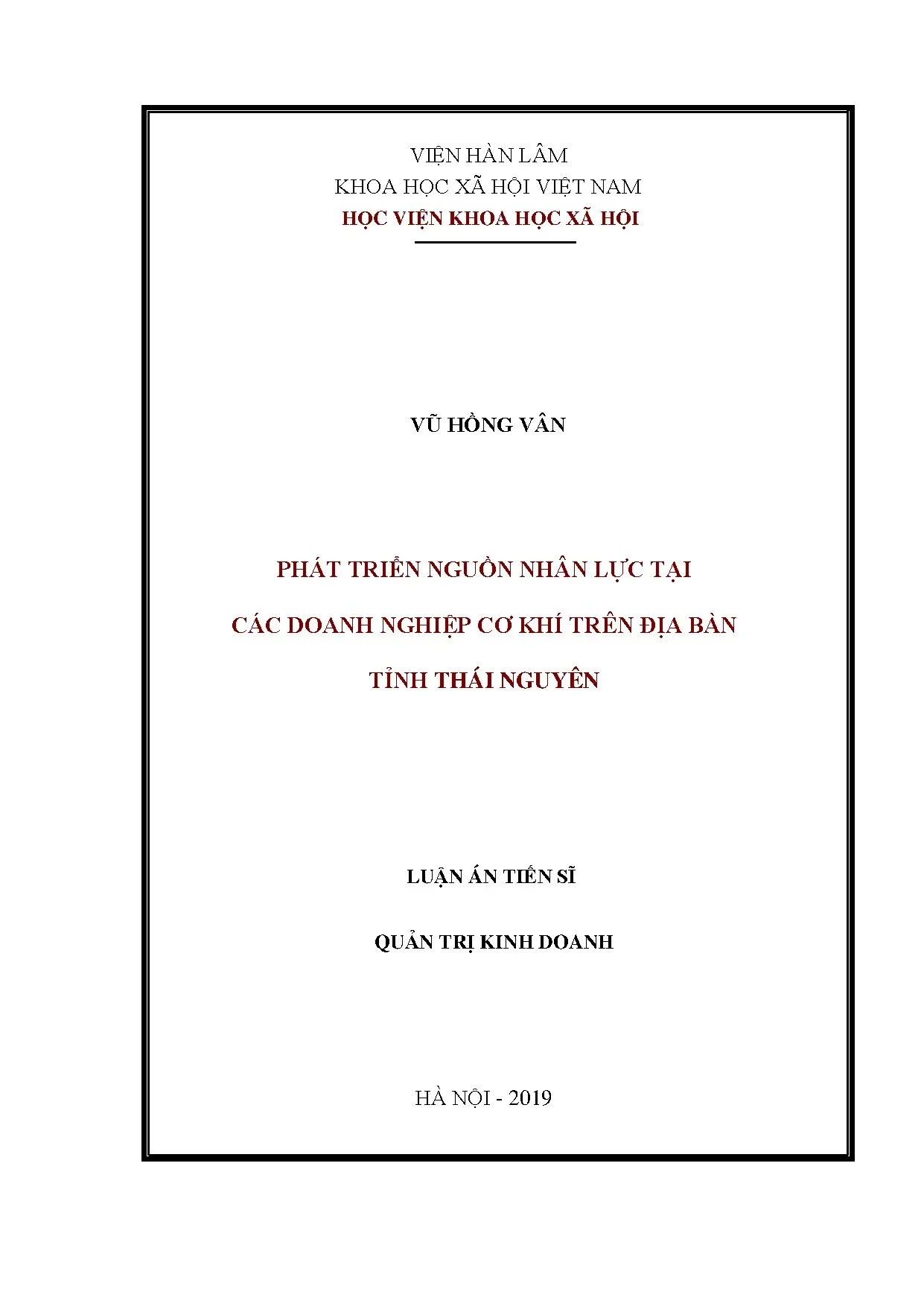 Phát triển nguồn nhân lực doanh nghiệp cơ khí Thái Nguyên