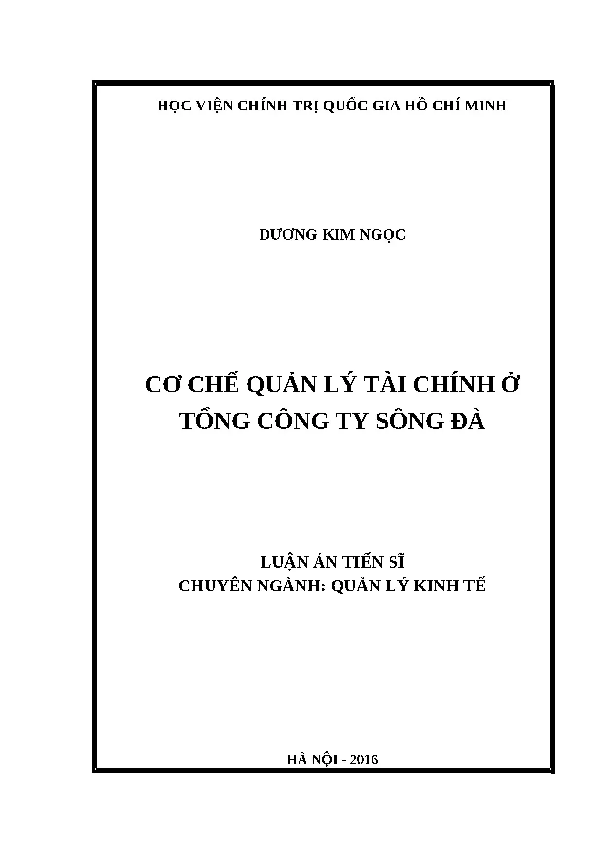 Cơ chế quản lý tài chính Tổng công ty Sông Đà